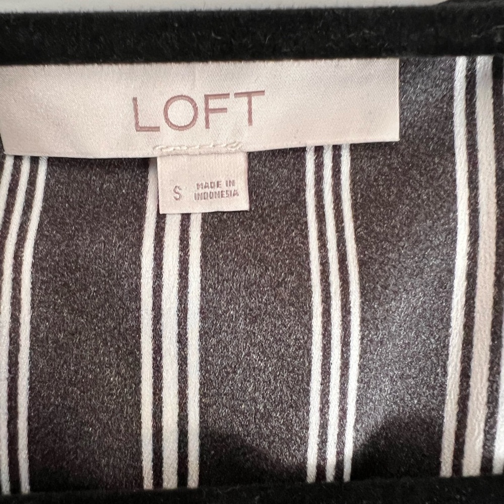 LOFT Striped Midi Black & White Wrap Dress, size S - Picture 7 of 10
